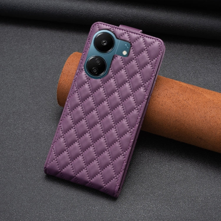 For Xiaomi Redmi 13C Diamond Lattice Vertical Flip Leather Phone Case(Dark Purple) - 13C Cases by PMC Jewellery | Online Shopping South Africa | PMC Jewellery | Buy Now Pay Later Mobicred