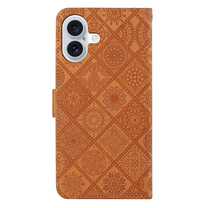 For iPhone 16 Plus Ethnic Style Embossed Pattern Leather Phone Case(Brown) - iPhone 16 Plus Cases by PMC Jewellery | Online Shopping South Africa | PMC Jewellery | Buy Now Pay Later Mobicred