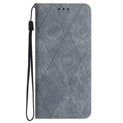 For iPhone 16 Plus Ethnic Embossed Adsorption Leather Phone Case(Grey) - iPhone 16 Plus Cases by PMC Jewellery | Online Shopping South Africa | PMC Jewellery | Buy Now Pay Later Mobicred