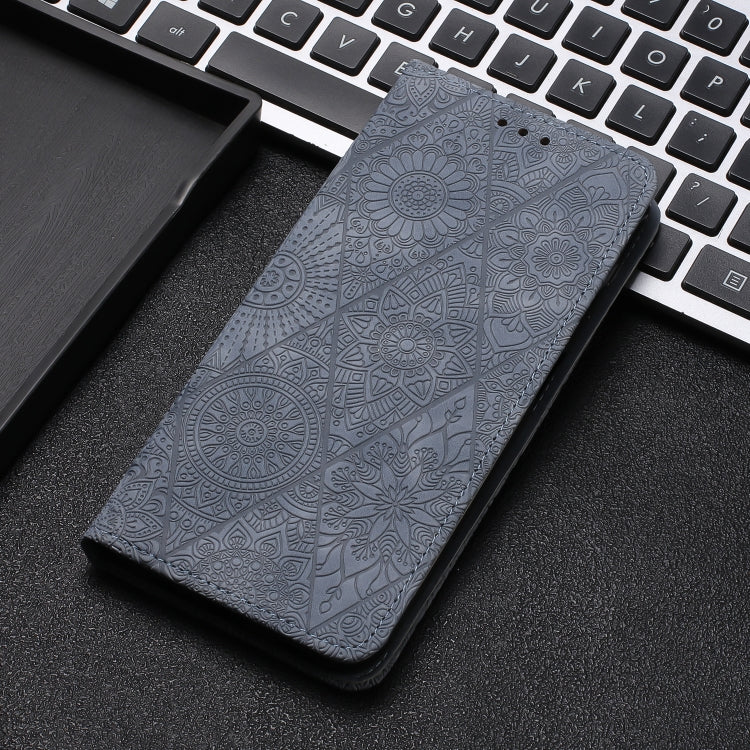 For iPhone 16 Ethnic Embossed Adsorption Leather Phone Case(Grey) - iPhone 16 Cases by PMC Jewellery | Online Shopping South Africa | PMC Jewellery | Buy Now Pay Later Mobicred