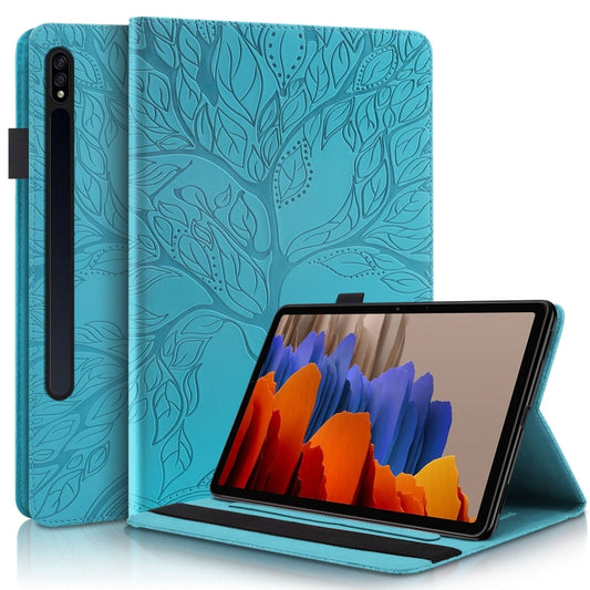 For Samsung Galaxy Tab S9+ Life Tree Series Horizontal Flip Leather Tablet Case(Lake Blue) - Galaxy Tab S9+ Cases by PMC Jewellery | Online Shopping South Africa | PMC Jewellery | Buy Now Pay Later Mobicred