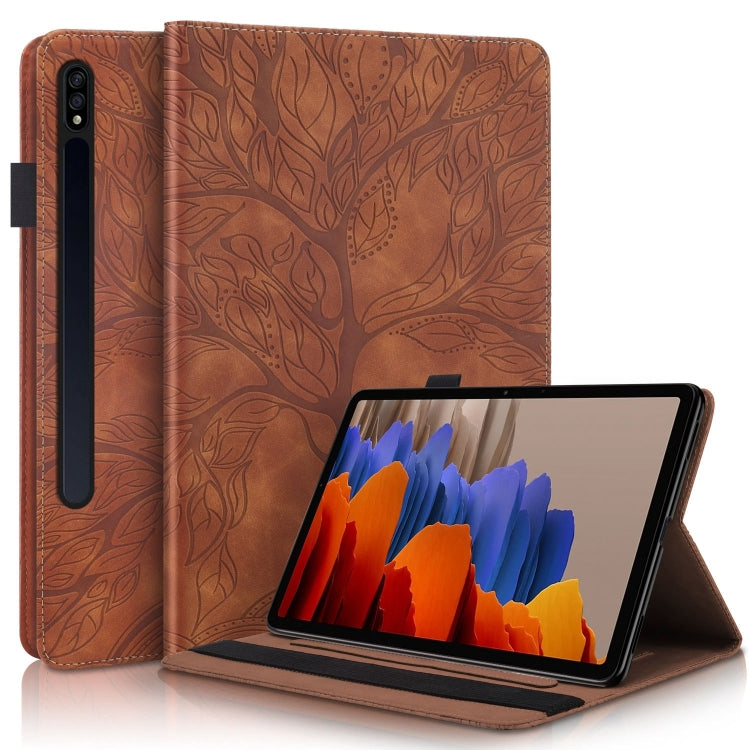 For Samsung Galaxy Tab S9+ Life Tree Series Horizontal Flip Leather Tablet Case(Brown) - Galaxy Tab S9+ Cases by PMC Jewellery | Online Shopping South Africa | PMC Jewellery | Buy Now Pay Later Mobicred