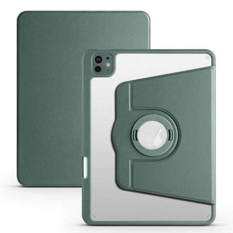For iPad Pro 13 2024 Acrylic 360 Rotation Detachable Leather Tablet Case(Deep Green) - iPad Pro 13 2024 Cases by PMC Jewellery | Online Shopping South Africa | PMC Jewellery | Buy Now Pay Later Mobicred