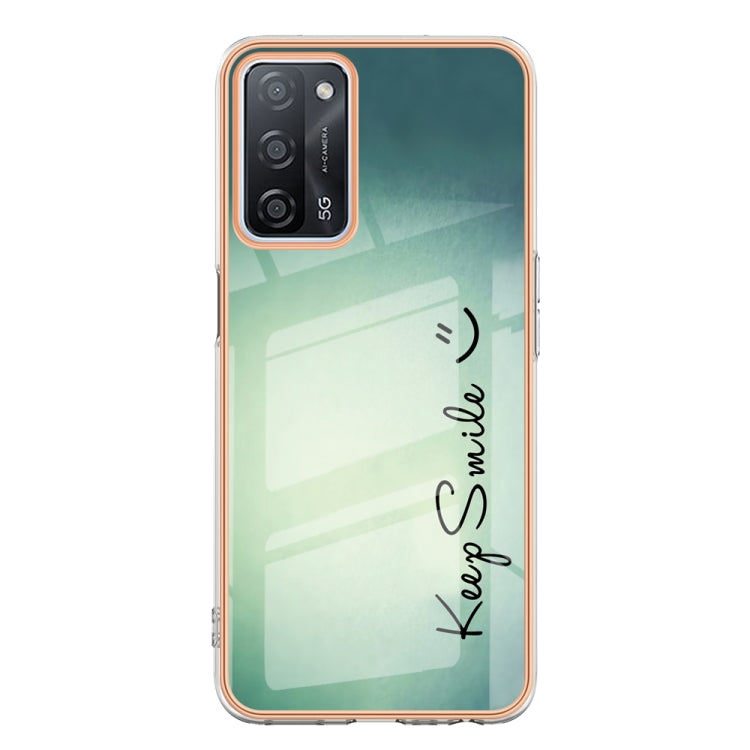 For OPPO A55 5G / A53s 5G / A54 4G Electroplating Marble Dual-side IMD Phone Case(Smile) - OPPO Cases by PMC Jewellery | Online Shopping South Africa | PMC Jewellery | Buy Now Pay Later Mobicred