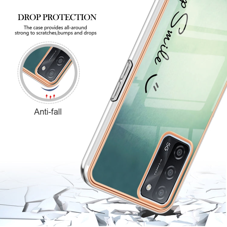 For OPPO A55 5G / A53s 5G / A54 4G Electroplating Marble Dual-side IMD Phone Case(Smile) - OPPO Cases by PMC Jewellery | Online Shopping South Africa | PMC Jewellery | Buy Now Pay Later Mobicred