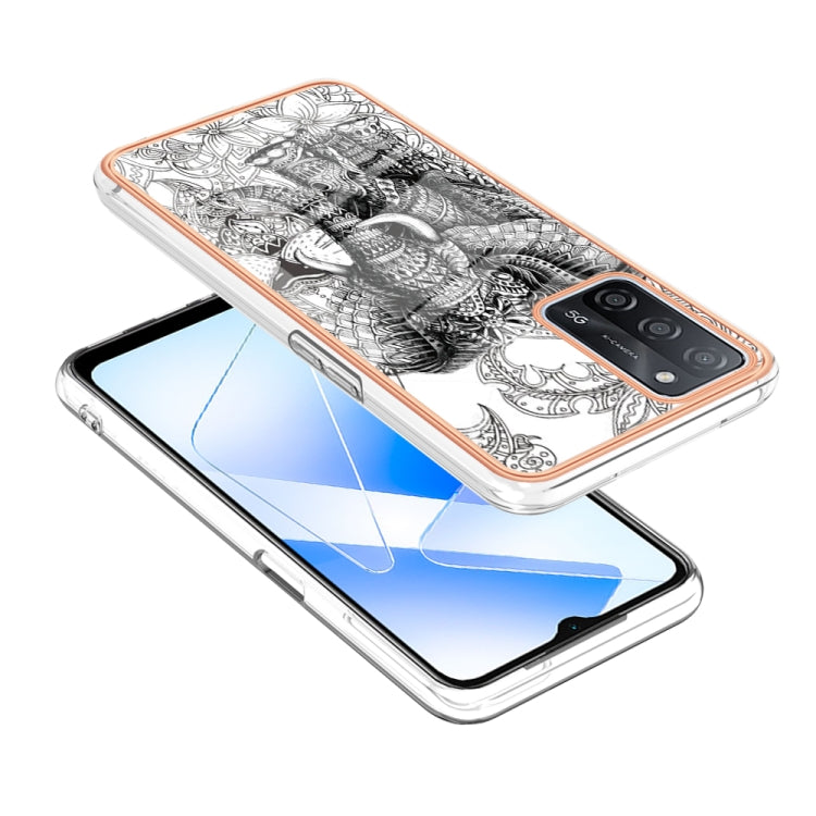 For OPPO A55 5G / A53s 5G / A54 4G Electroplating Marble Dual-side IMD Phone Case(Totem Elephant) - OPPO Cases by PMC Jewellery | Online Shopping South Africa | PMC Jewellery | Buy Now Pay Later Mobicred