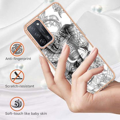 For OPPO A55 5G / A53s 5G / A54 4G Electroplating Marble Dual-side IMD Phone Case(Totem Elephant) - OPPO Cases by PMC Jewellery | Online Shopping South Africa | PMC Jewellery | Buy Now Pay Later Mobicred