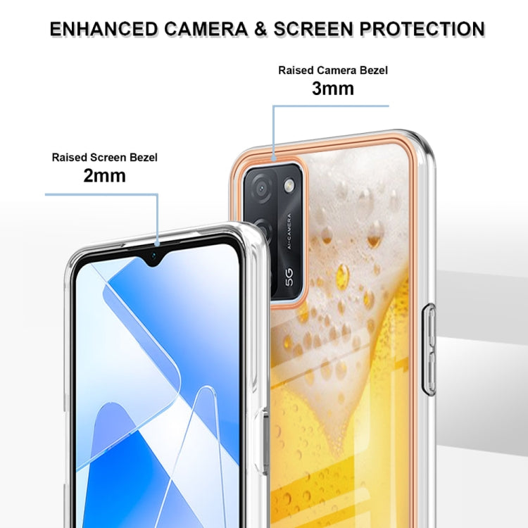 For OPPO A55 5G / A53s 5G / A54 4G Electroplating Marble Dual-side IMD Phone Case(Draft Beer) - OPPO Cases by PMC Jewellery | Online Shopping South Africa | PMC Jewellery | Buy Now Pay Later Mobicred