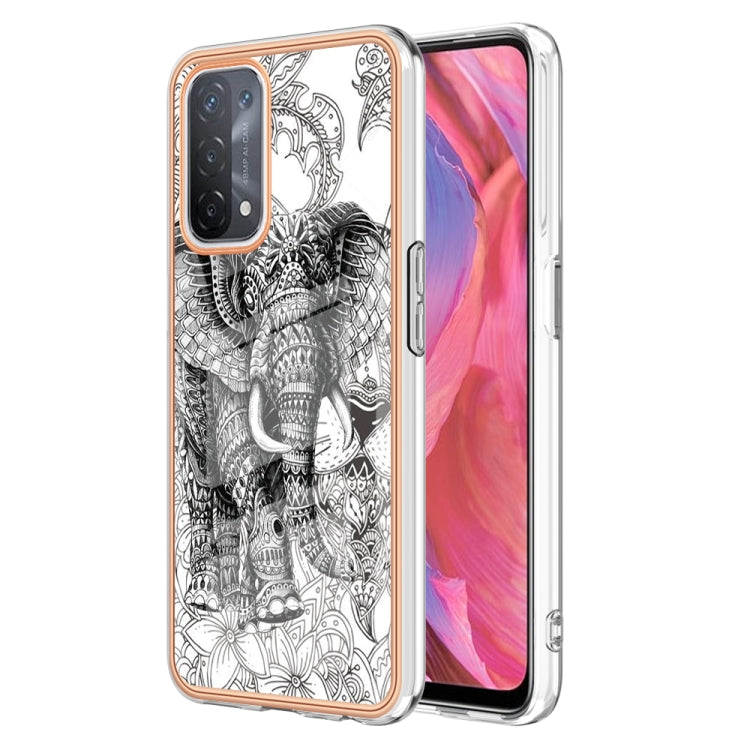 For OPPO A74 / A93 5G / A54 5G / A93s 5G Electroplating Marble Dual-side IMD Phone Case(Totem Elephant) - OPPO Cases by PMC Jewellery | Online Shopping South Africa | PMC Jewellery | Buy Now Pay Later Mobicred