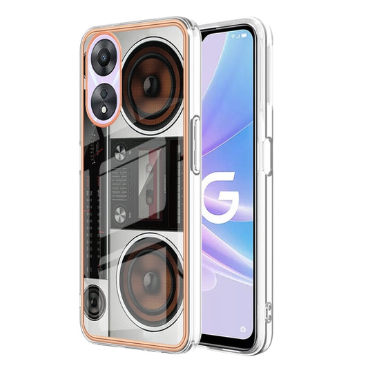 For OPPO A78 / A58 Electroplating Marble Dual-side IMD Phone Case(Retro Radio) - OPPO Cases by PMC Jewellery | Online Shopping South Africa | PMC Jewellery | Buy Now Pay Later Mobicred