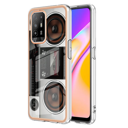 For OPPO A94 5G / A95 5G Electroplating Marble Dual-side IMD Phone Case(Retro Radio) - OPPO Cases by PMC Jewellery | Online Shopping South Africa | PMC Jewellery | Buy Now Pay Later Mobicred