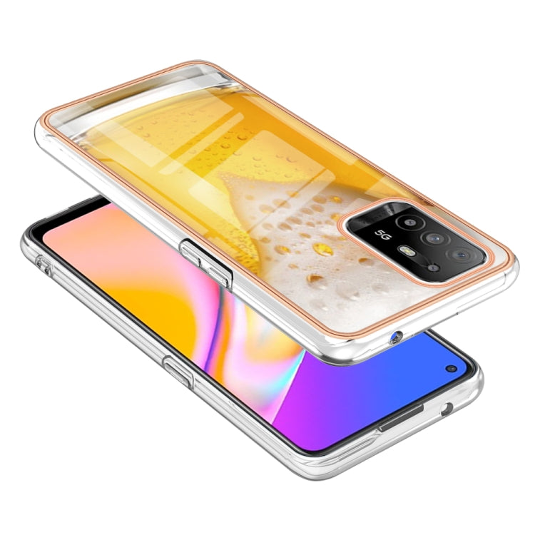 For OPPO A94 5G / A95 5G Electroplating Marble Dual-side IMD Phone Case(Draft Beer) - OPPO Cases by PMC Jewellery | Online Shopping South Africa | PMC Jewellery | Buy Now Pay Later Mobicred