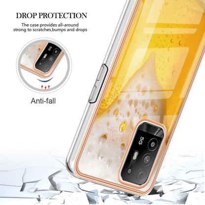 For OPPO A94 5G / A95 5G Electroplating Marble Dual-side IMD Phone Case(Draft Beer) - OPPO Cases by PMC Jewellery | Online Shopping South Africa | PMC Jewellery | Buy Now Pay Later Mobicred