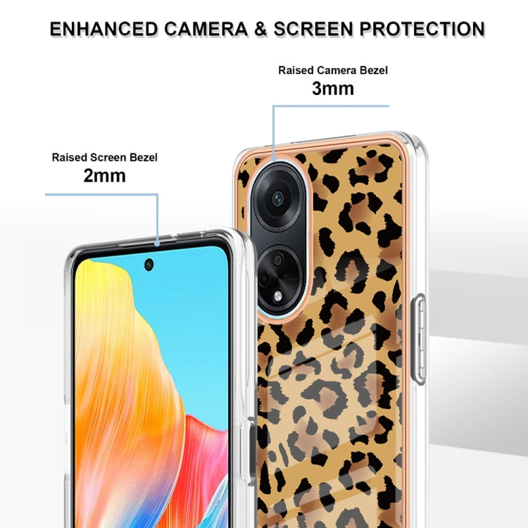 For OPPO A98 Electroplating Marble Dual-side IMD Phone Case(Leopard Print) - OPPO Cases by PMC Jewellery | Online Shopping South Africa | PMC Jewellery | Buy Now Pay Later Mobicred