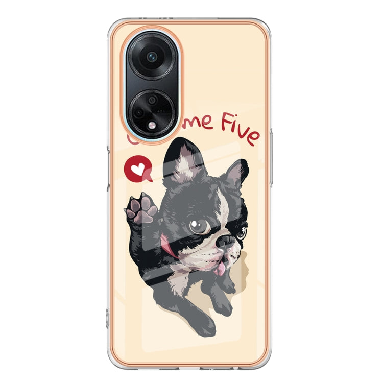 For OPPO A98 Electroplating Marble Dual-side IMD Phone Case(Lucky Dog) - OPPO Cases by PMC Jewellery | Online Shopping South Africa | PMC Jewellery | Buy Now Pay Later Mobicred