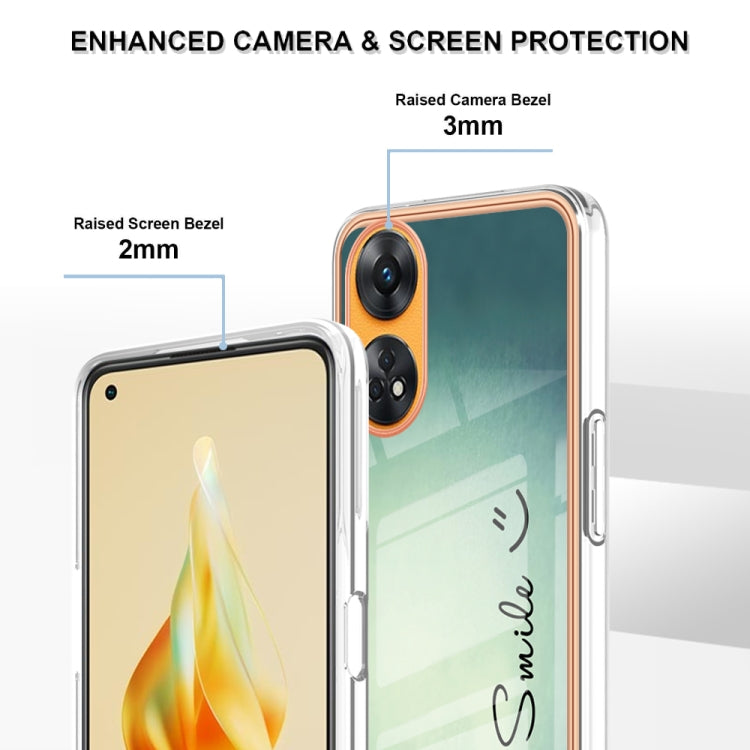 For OPPO Reno8 T 4G Electroplating Marble Dual-side IMD Phone Case(Smile) - OPPO Cases by PMC Jewellery | Online Shopping South Africa | PMC Jewellery | Buy Now Pay Later Mobicred