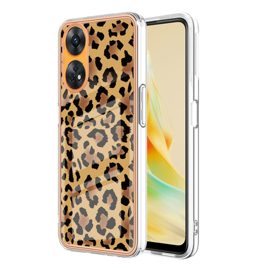 For OPPO Reno8 T 4G Electroplating Marble Dual-side IMD Phone Case(Leopard Print) - OPPO Cases by PMC Jewellery | Online Shopping South Africa | PMC Jewellery | Buy Now Pay Later Mobicred