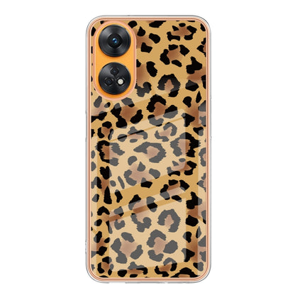 For OPPO Reno8 T 4G Electroplating Marble Dual-side IMD Phone Case(Leopard Print) - OPPO Cases by PMC Jewellery | Online Shopping South Africa | PMC Jewellery | Buy Now Pay Later Mobicred