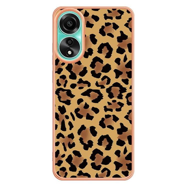 For OPPO A78 4G Electroplating Marble Dual-side IMD Phone Case(Leopard Print) - OPPO Cases by PMC Jewellery | Online Shopping South Africa | PMC Jewellery | Buy Now Pay Later Mobicred