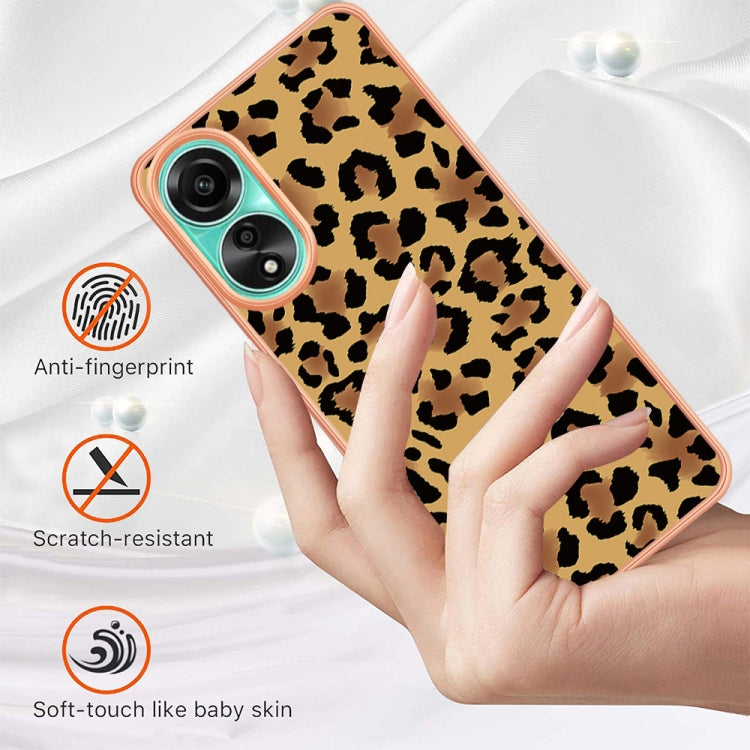 For OPPO A78 4G Electroplating Marble Dual-side IMD Phone Case(Leopard Print) - OPPO Cases by PMC Jewellery | Online Shopping South Africa | PMC Jewellery | Buy Now Pay Later Mobicred