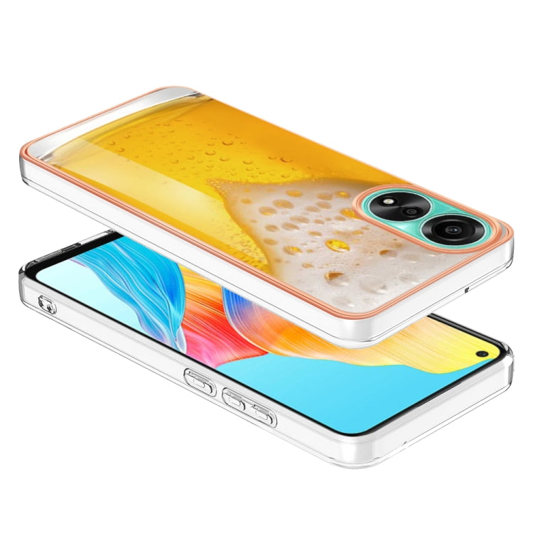 For OPPO A78 4G Electroplating Marble Dual-side IMD Phone Case(Draft Beer) - OPPO Cases by PMC Jewellery | Online Shopping South Africa | PMC Jewellery | Buy Now Pay Later Mobicred