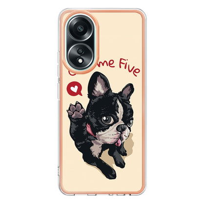 For OPPO A58 4G Electroplating Marble Dual-side IMD Phone Case(Lucky Dog) - OPPO Cases by PMC Jewellery | Online Shopping South Africa | PMC Jewellery | Buy Now Pay Later Mobicred