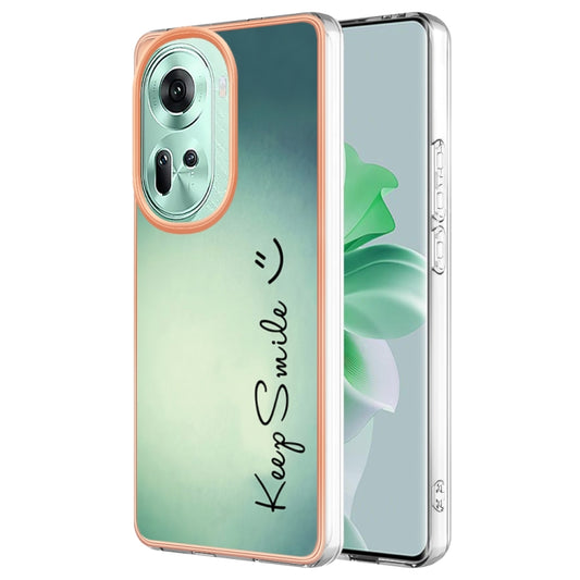 For OPPO Reno11 5G Global Electroplating Marble Dual-side IMD Phone Case(Smile) - Reno11 Cases by PMC Jewellery | Online Shopping South Africa | PMC Jewellery | Buy Now Pay Later Mobicred