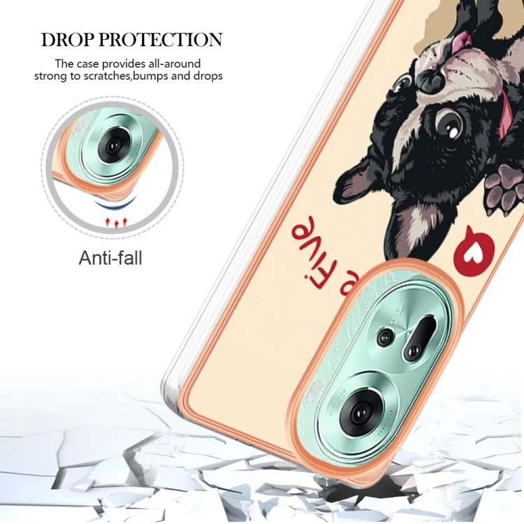 For OPPO Reno11 5G Global Electroplating Marble Dual-side IMD Phone Case(Lucky Dog) - Reno11 Cases by PMC Jewellery | Online Shopping South Africa | PMC Jewellery | Buy Now Pay Later Mobicred