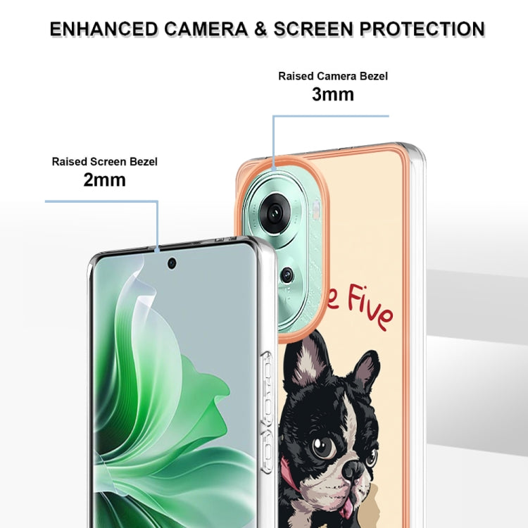 For OPPO Reno11 5G Global Electroplating Marble Dual-side IMD Phone Case(Lucky Dog) - Reno11 Cases by PMC Jewellery | Online Shopping South Africa | PMC Jewellery | Buy Now Pay Later Mobicred