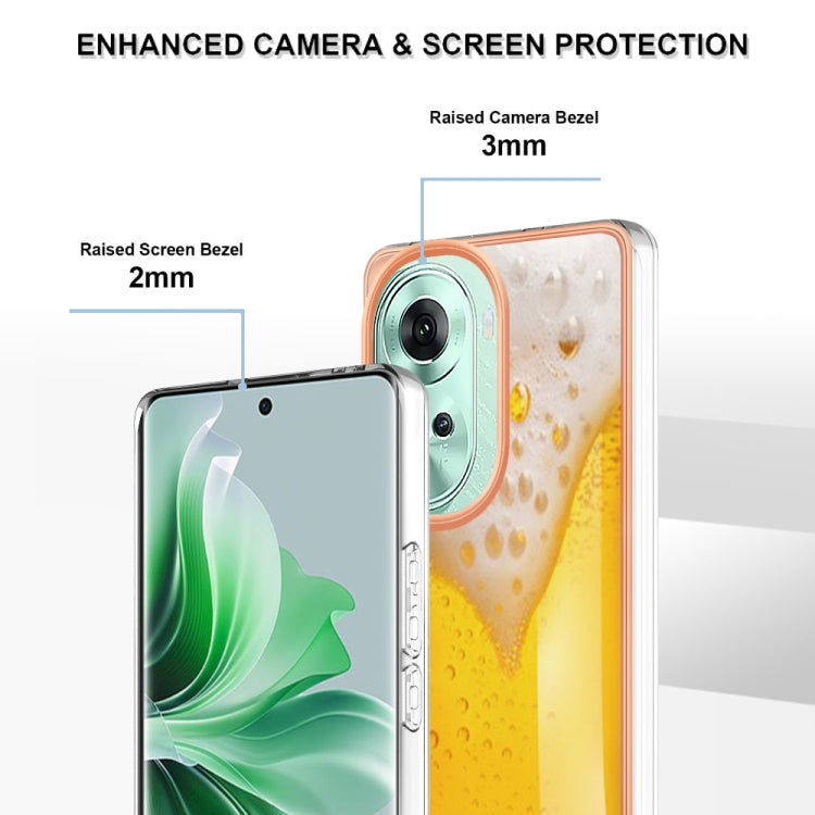 For OPPO Reno11 5G Global Electroplating Marble Dual-side IMD Phone Case(Draft Beer) - Reno11 Cases by PMC Jewellery | Online Shopping South Africa | PMC Jewellery | Buy Now Pay Later Mobicred