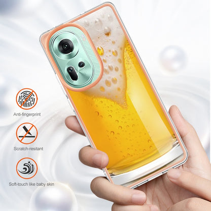 For OPPO Reno11 5G Global Electroplating Marble Dual-side IMD Phone Case(Draft Beer) - Reno11 Cases by PMC Jewellery | Online Shopping South Africa | PMC Jewellery | Buy Now Pay Later Mobicred