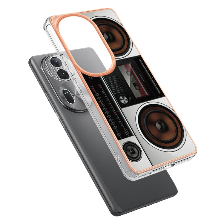 For OPPO Reno11 Pro 5G Global Electroplating Marble Dual-side IMD Phone Case(Retro Radio) - Reno11 Pro Cases by PMC Jewellery | Online Shopping South Africa | PMC Jewellery | Buy Now Pay Later Mobicred