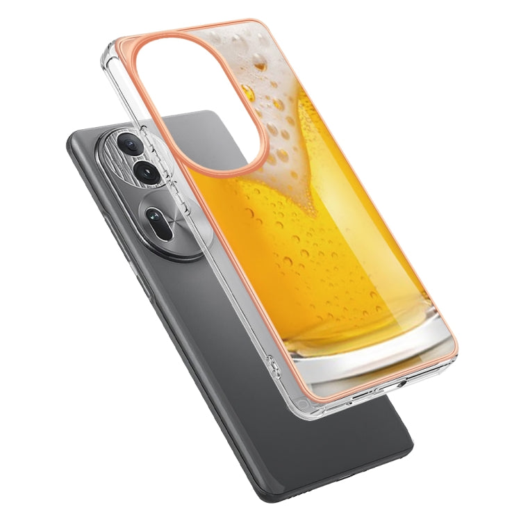 For OPPO Reno11 Pro 5G Global Electroplating Marble Dual-side IMD Phone Case(Draft Beer) - Reno11 Pro Cases by PMC Jewellery | Online Shopping South Africa | PMC Jewellery | Buy Now Pay Later Mobicred