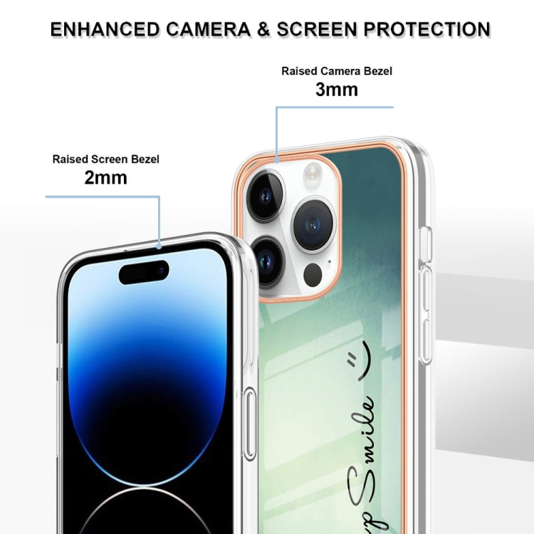 For iPhone 16 Pro Max Electroplating Marble Dual-side IMD Phone Case(Smile) - iPhone 16 Pro Max Cases by PMC Jewellery | Online Shopping South Africa | PMC Jewellery | Buy Now Pay Later Mobicred