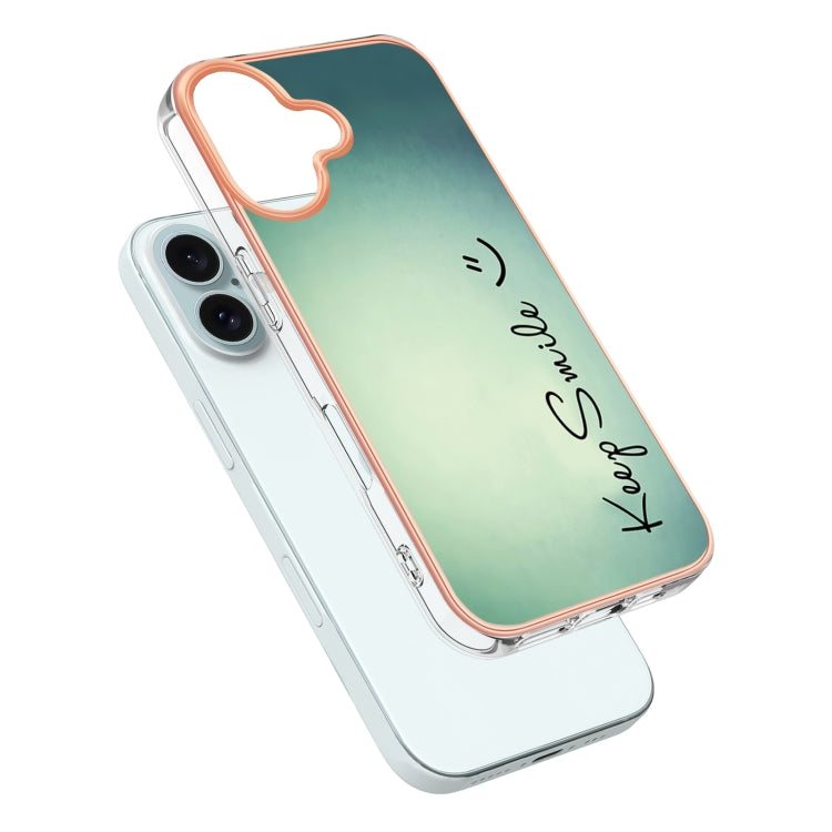 For iPhone 16 Electroplating Marble Dual-side IMD Phone Case(Smile) - iPhone 16 Cases by PMC Jewellery | Online Shopping South Africa | PMC Jewellery | Buy Now Pay Later Mobicred