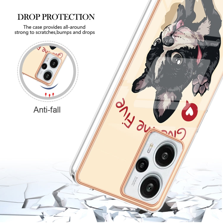 For Xiaomi Poco F5 / Redmi Note 12 Turbo Electroplating Marble Dual-side IMD Phone Case(Lucky Dog) - Xiaomi Cases by PMC Jewellery | Online Shopping South Africa | PMC Jewellery | Buy Now Pay Later Mobicred