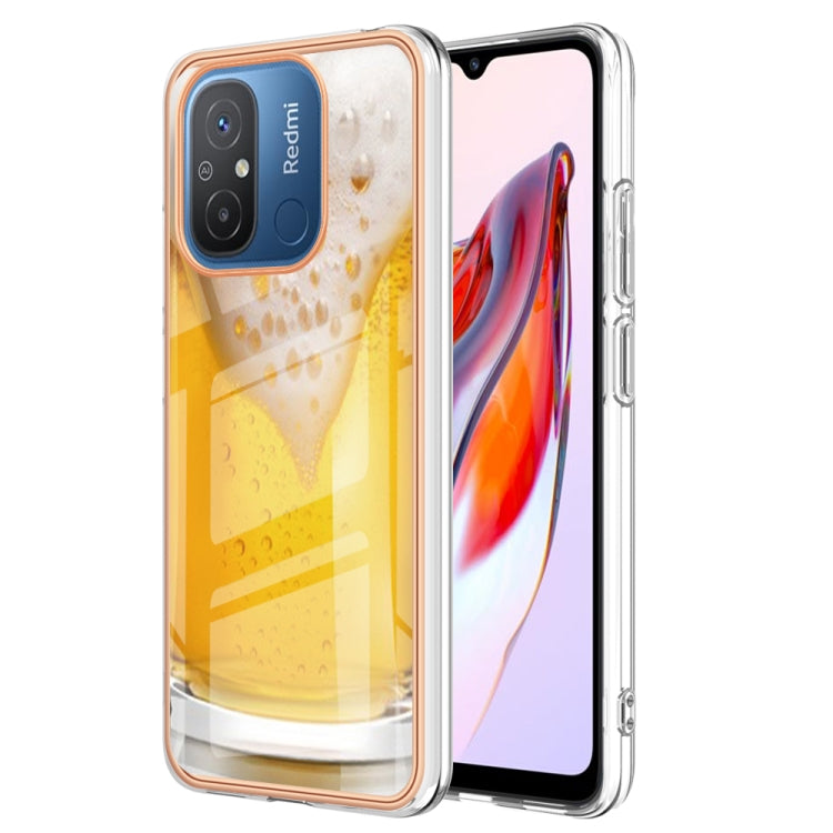 For Xiaomi Redmi 12C / 11A 4G Electroplating Marble Dual-side IMD Phone Case(Draft Beer) - Xiaomi Cases by PMC Jewellery | Online Shopping South Africa | PMC Jewellery | Buy Now Pay Later Mobicred