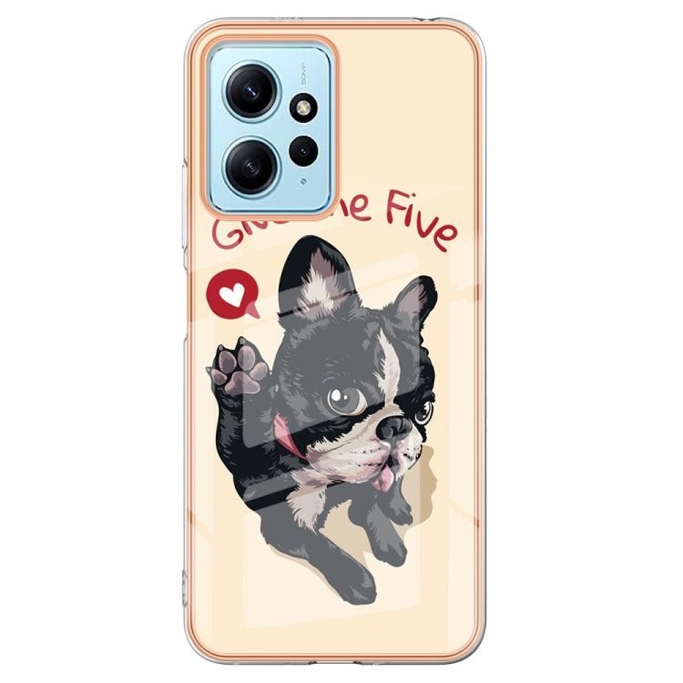 For Xiaomi Redmi Note 12 4G Electroplating Marble Dual-side IMD Phone Case(Lucky Dog) - Xiaomi Cases by PMC Jewellery | Online Shopping South Africa | PMC Jewellery | Buy Now Pay Later Mobicred