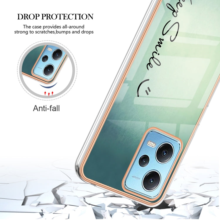 For Xiaomi Redmi Note 12 5G Global Electroplating Marble Dual-side IMD Phone Case(Smile) - Xiaomi Cases by PMC Jewellery | Online Shopping South Africa | PMC Jewellery | Buy Now Pay Later Mobicred