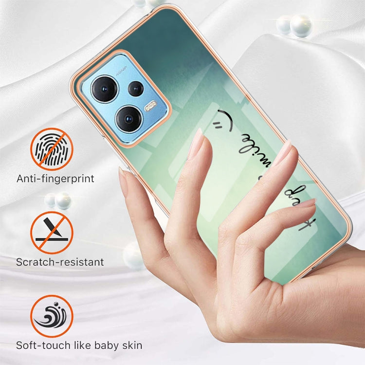 For Xiaomi Redmi Note 12 5G Global Electroplating Marble Dual-side IMD Phone Case(Smile) - Xiaomi Cases by PMC Jewellery | Online Shopping South Africa | PMC Jewellery | Buy Now Pay Later Mobicred