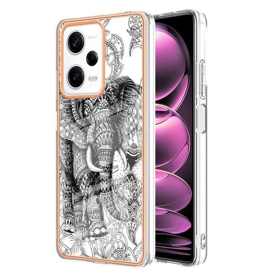 For Xiaomi Redmi Note 12 Pro 5G Global Electroplating Marble Dual-side IMD Phone Case(Totem Elephant) - Xiaomi Cases by PMC Jewellery | Online Shopping South Africa | PMC Jewellery | Buy Now Pay Later Mobicred