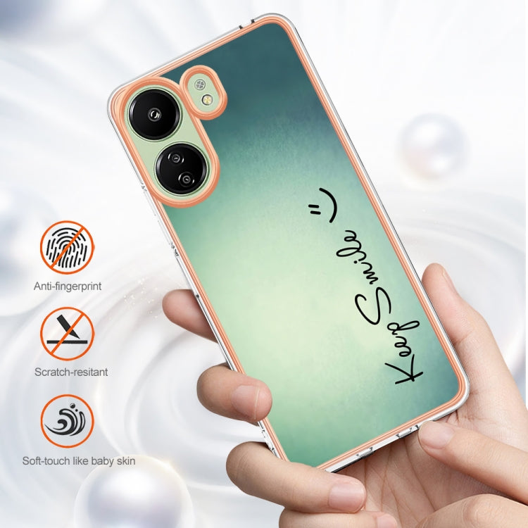 For Xiaomi Redmi 13C 4G Electroplating Marble Dual-side IMD Phone Case(Smile) - 13C Cases by PMC Jewellery | Online Shopping South Africa | PMC Jewellery | Buy Now Pay Later Mobicred