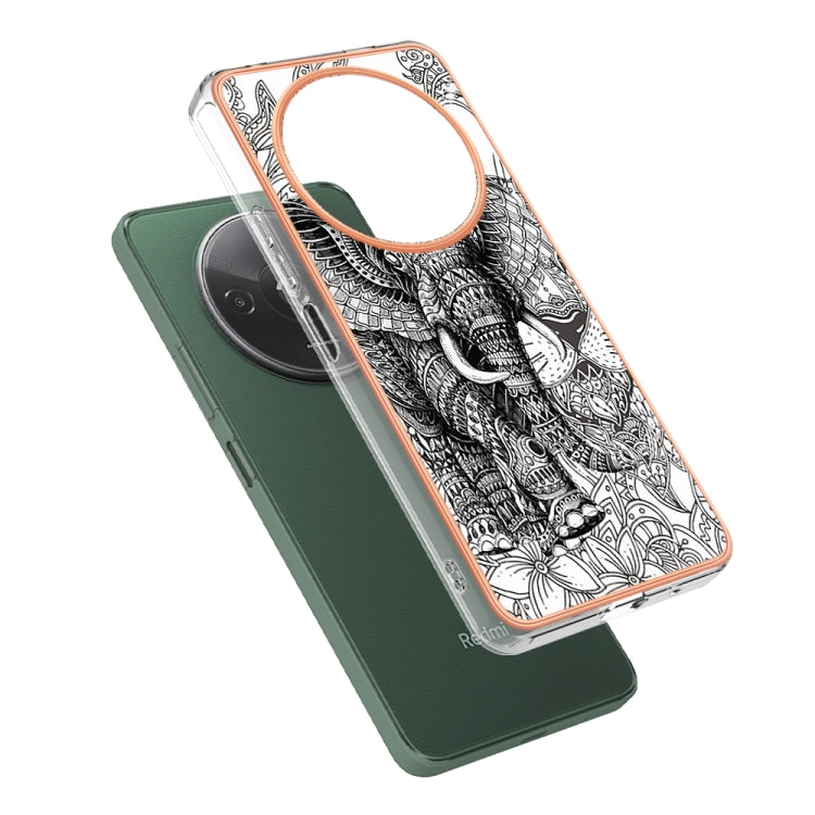 For Xiaomi Redmi A3 Electroplating Marble Dual-side IMD Phone Case(Totem Elephant) - Xiaomi Cases by PMC Jewellery | Online Shopping South Africa | PMC Jewellery | Buy Now Pay Later Mobicred