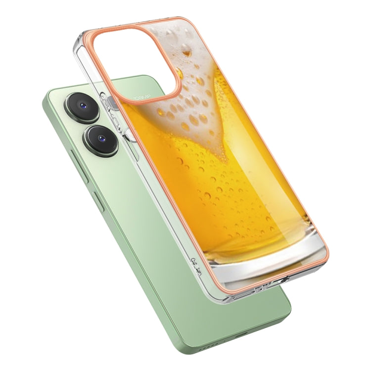 For Xiaomi Redmi Note 13 4G Global Electroplating Marble Dual-side IMD Phone Case(Draft Beer) - Note 13 Cases by PMC Jewellery | Online Shopping South Africa | PMC Jewellery | Buy Now Pay Later Mobicred