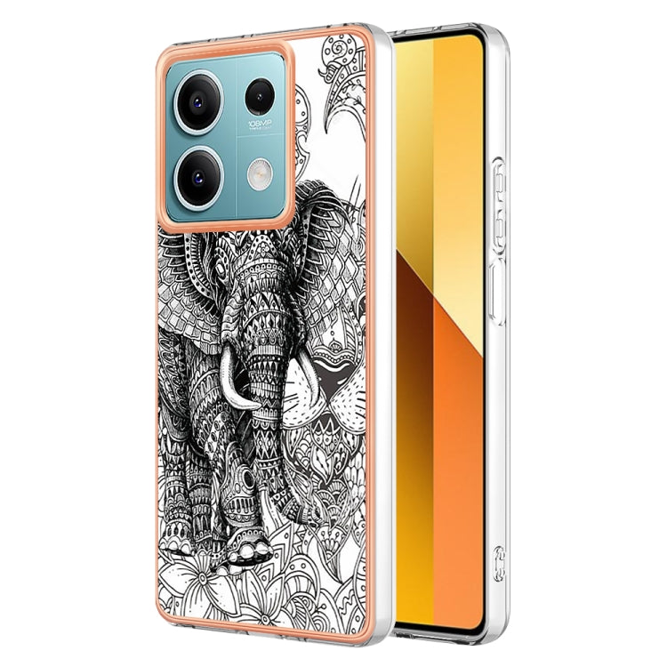 For Xiaomi Redmi Note 13 5G Electroplating Marble Dual-side IMD Phone Case(Totem Elephant) - Note 13 Cases by PMC Jewellery | Online Shopping South Africa | PMC Jewellery | Buy Now Pay Later Mobicred