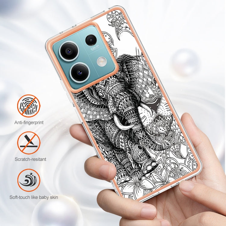 For Xiaomi Redmi Note 13 5G Electroplating Marble Dual-side IMD Phone Case(Totem Elephant) - Note 13 Cases by PMC Jewellery | Online Shopping South Africa | PMC Jewellery | Buy Now Pay Later Mobicred