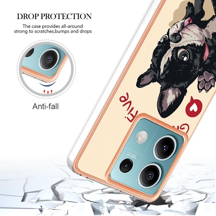 For Xiaomi Redmi Note 13 5G Electroplating Marble Dual-side IMD Phone Case(Lucky Dog) - Note 13 Cases by PMC Jewellery | Online Shopping South Africa | PMC Jewellery | Buy Now Pay Later Mobicred