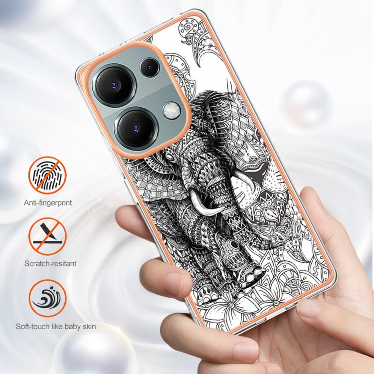 For Xiaomi Redmi Note 13 Pro 4G/Poco M6 Pro 4G Electroplating Marble Dual-side IMD Phone Case(Totem Elephant) - Note 13 Pro Cases by PMC Jewellery | Online Shopping South Africa | PMC Jewellery | Buy Now Pay Later Mobicred