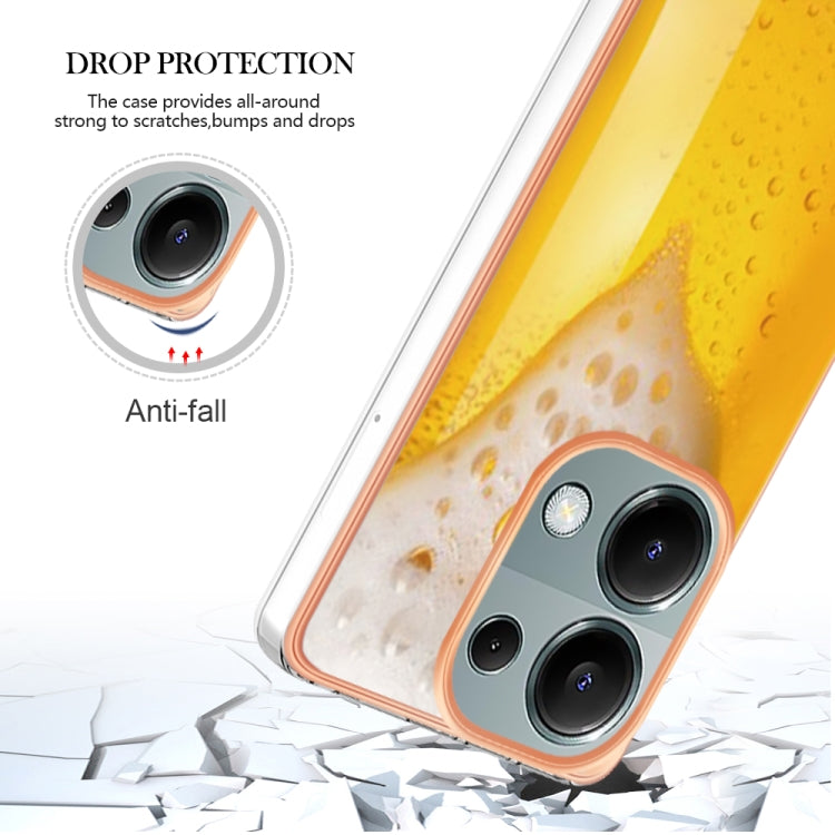 For Xiaomi Redmi Note 13 Pro 4G/Poco M6 Pro 4G Electroplating Marble Dual-side IMD Phone Case(Draft Beer) - Note 13 Pro Cases by PMC Jewellery | Online Shopping South Africa | PMC Jewellery | Buy Now Pay Later Mobicred