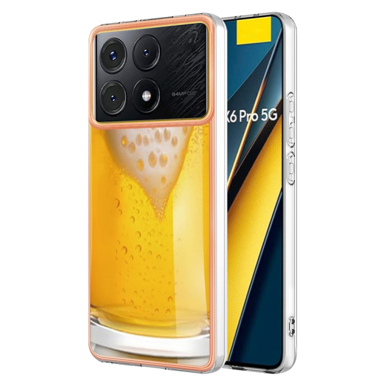 For Xiaomi Poco X6 Pro / Redmi K70E Electroplating Marble Dual-side IMD Phone Case(Draft Beer) - K70E Cases by PMC Jewellery | Online Shopping South Africa | PMC Jewellery | Buy Now Pay Later Mobicred